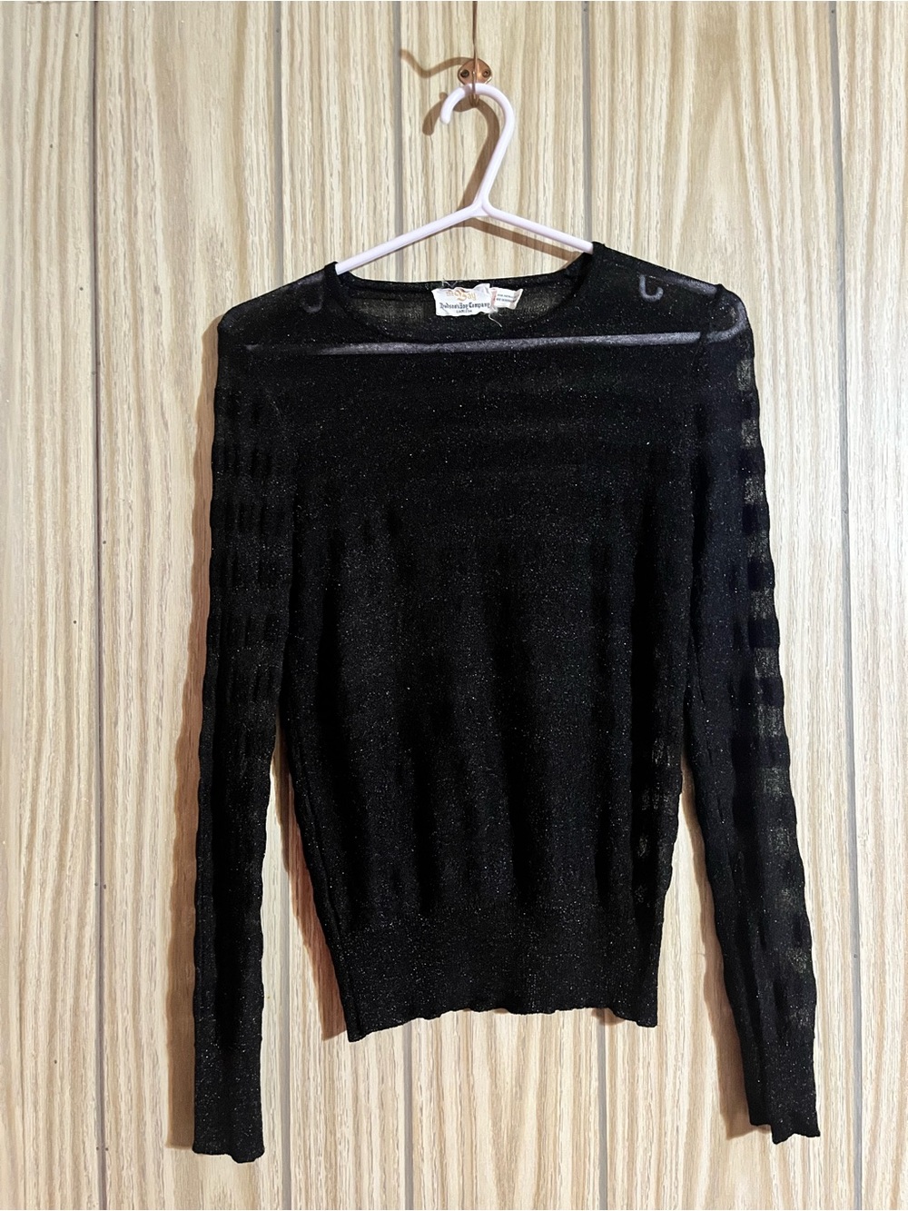 Vintage the Bay Hudson's Bay Co Black Metallic Sheer Knit Top – Size M